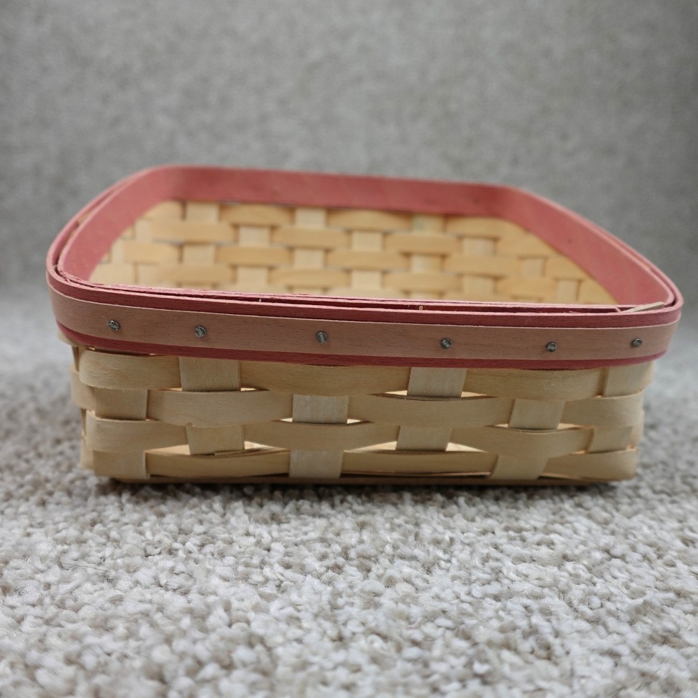 Longaberger 2009 Horizon of Hope Note Basket Pink Rim Handwoven 11480